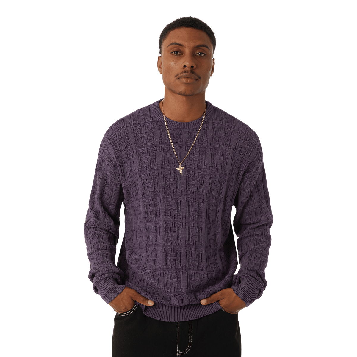 Interlaced Jacquard Overdyed Crew