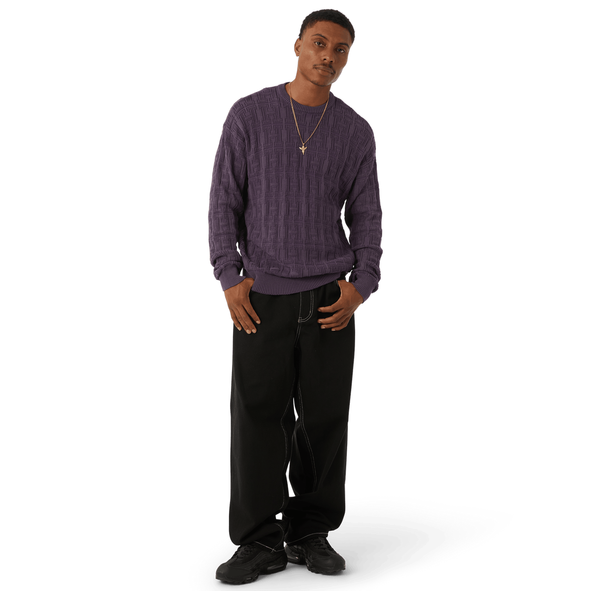 Interlaced Jacquard Overdyed Crew