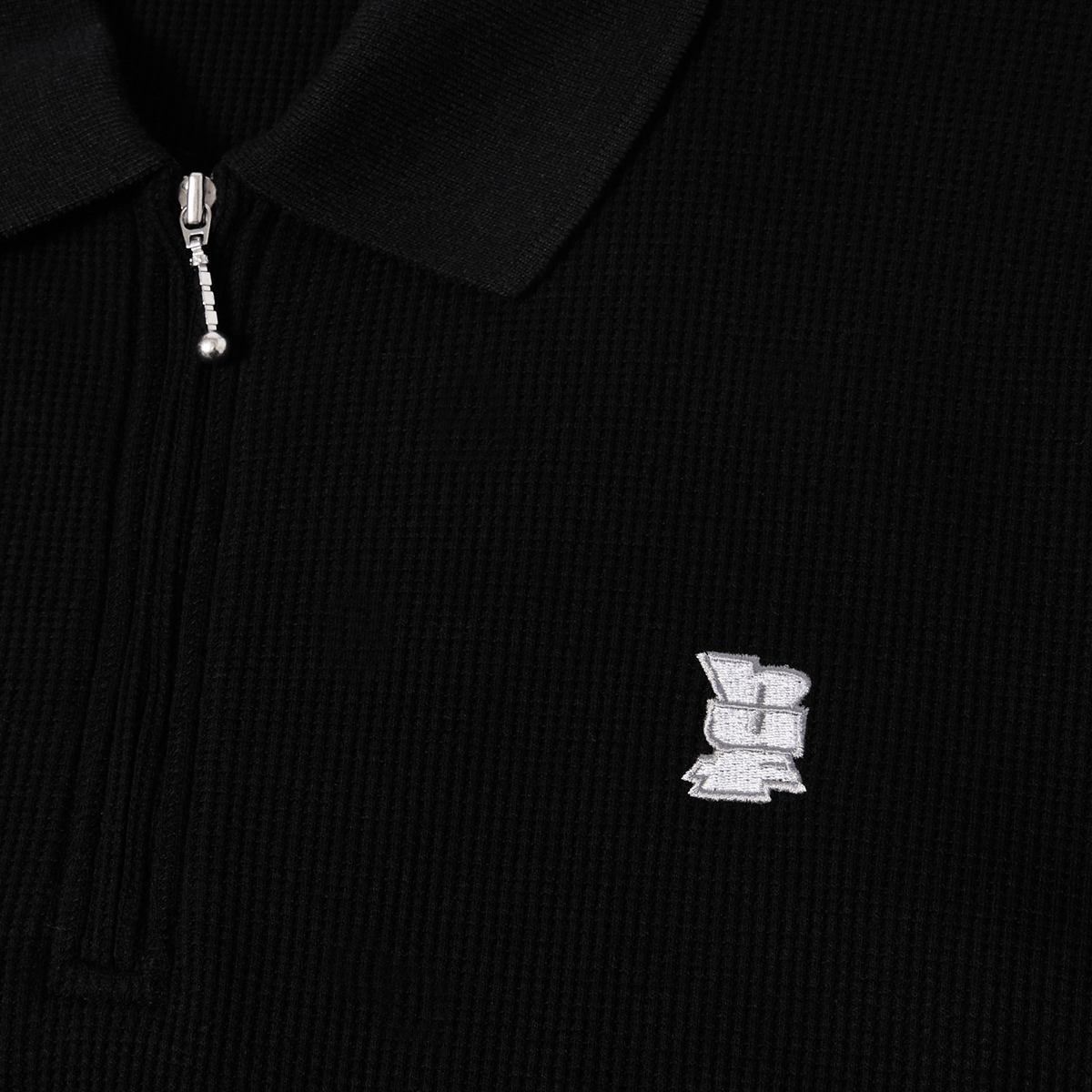 Waffle Knit Contrast Polo Top