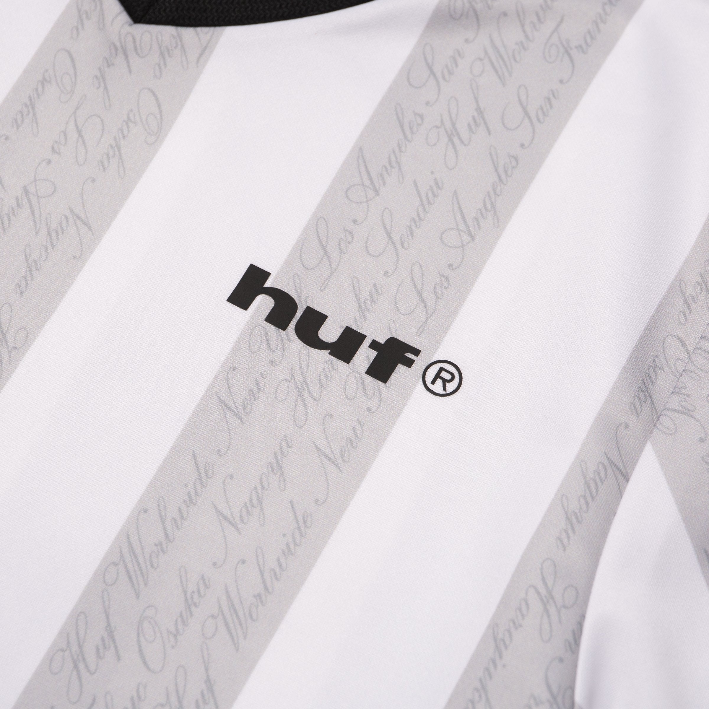 HUF Diego White & Grey Stripe Soccer Jersey