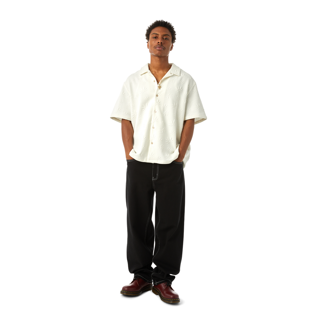 Huf Plantlife Jacquard Shirt White