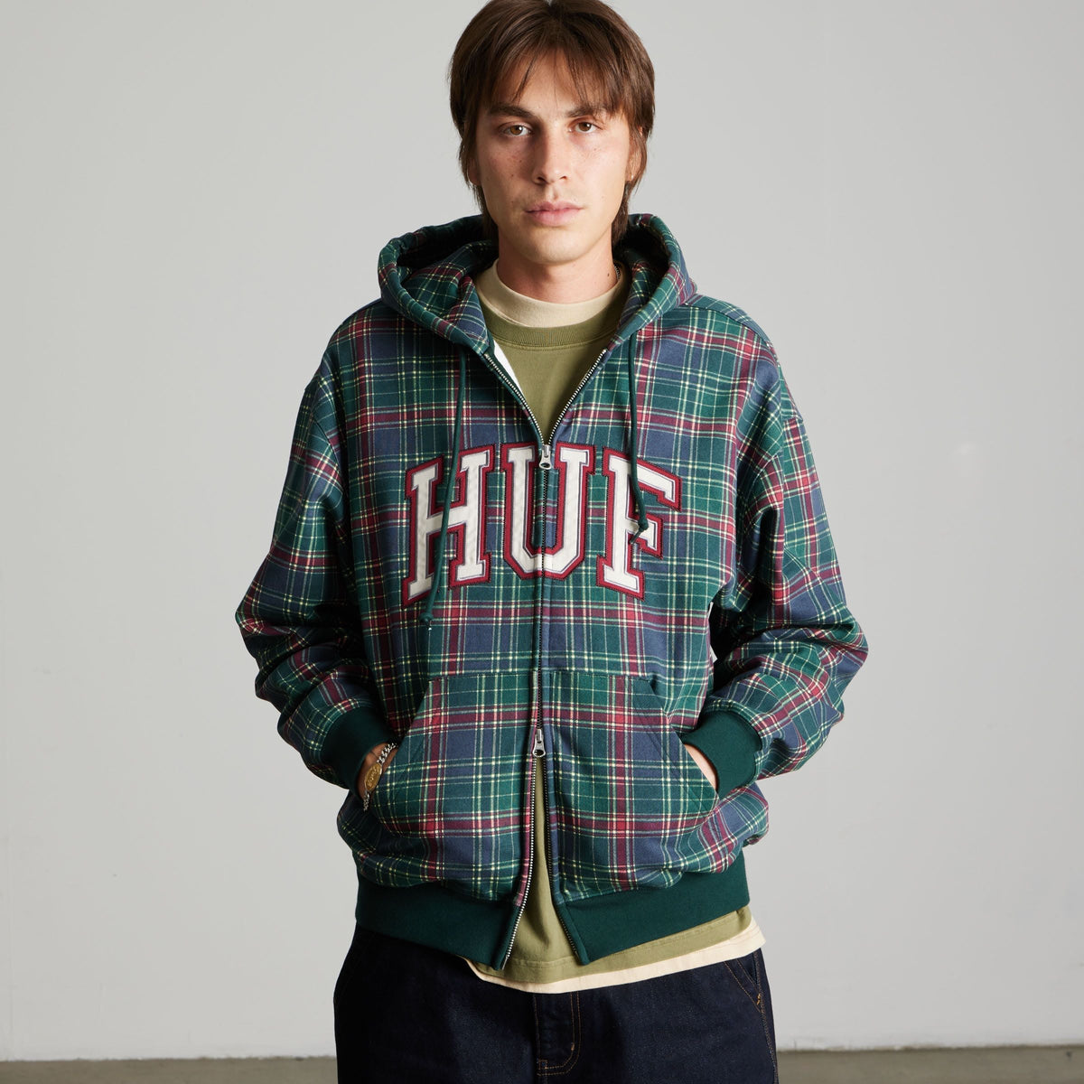 Arch Plaid Full-Zip Heavyweight Hoodie