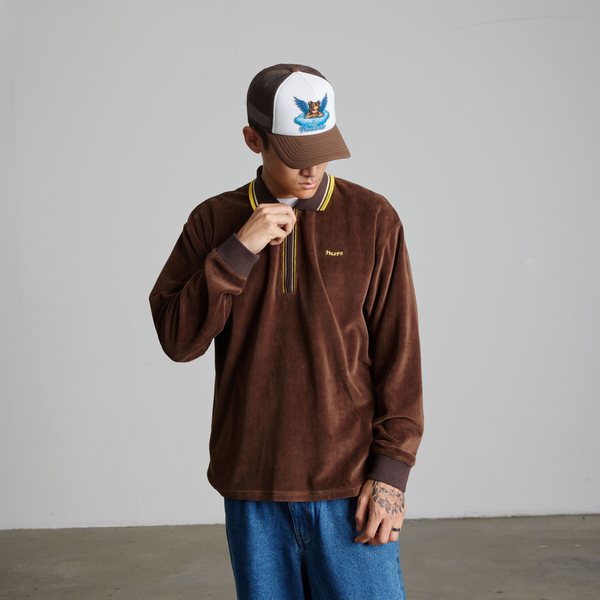 Parker Velour Long Sleeve Polo Shirt