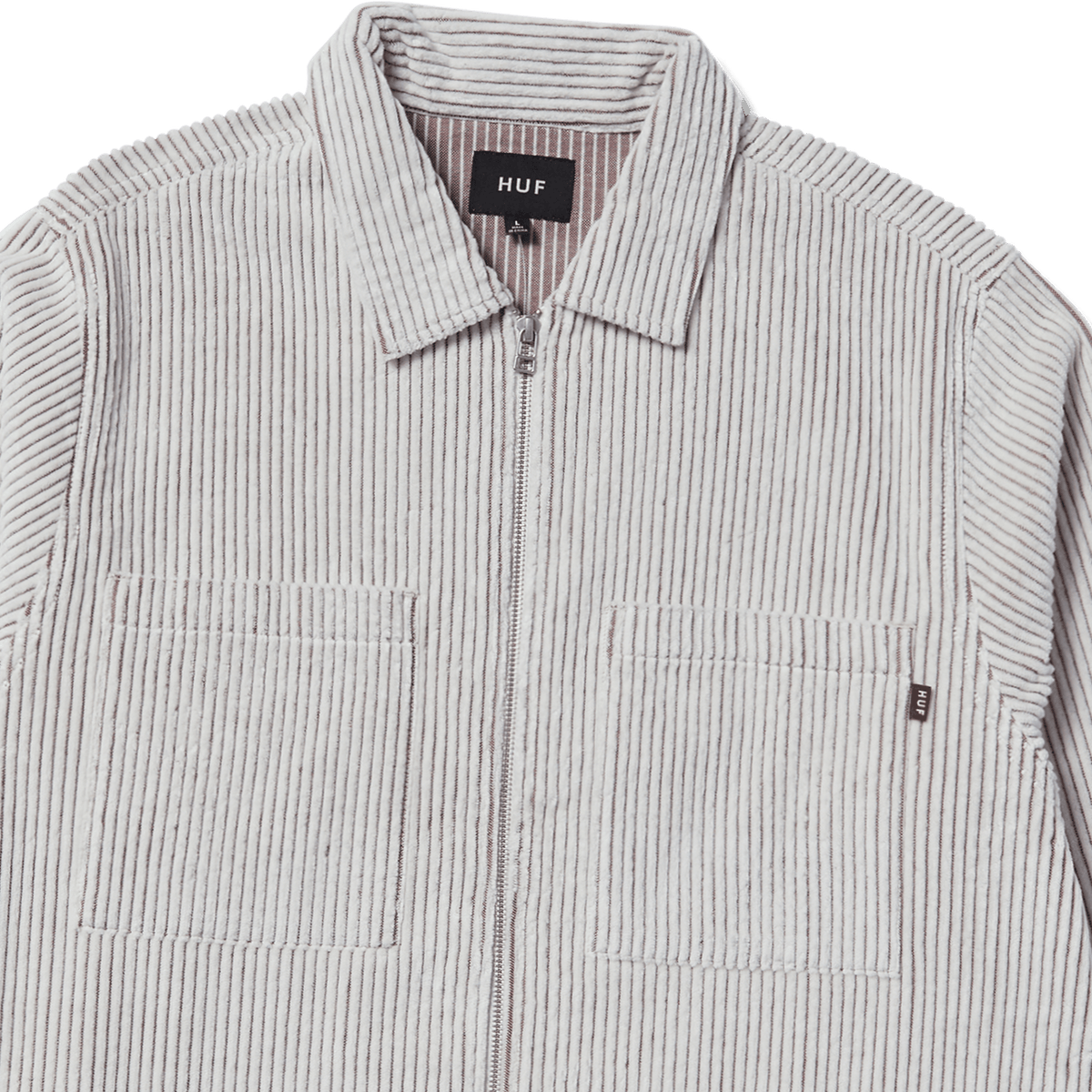 Two Tone Corduroy Zip Shacket