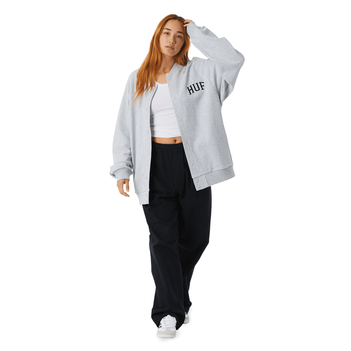 Huf Athletic Cardigan Sweater Heather Grey