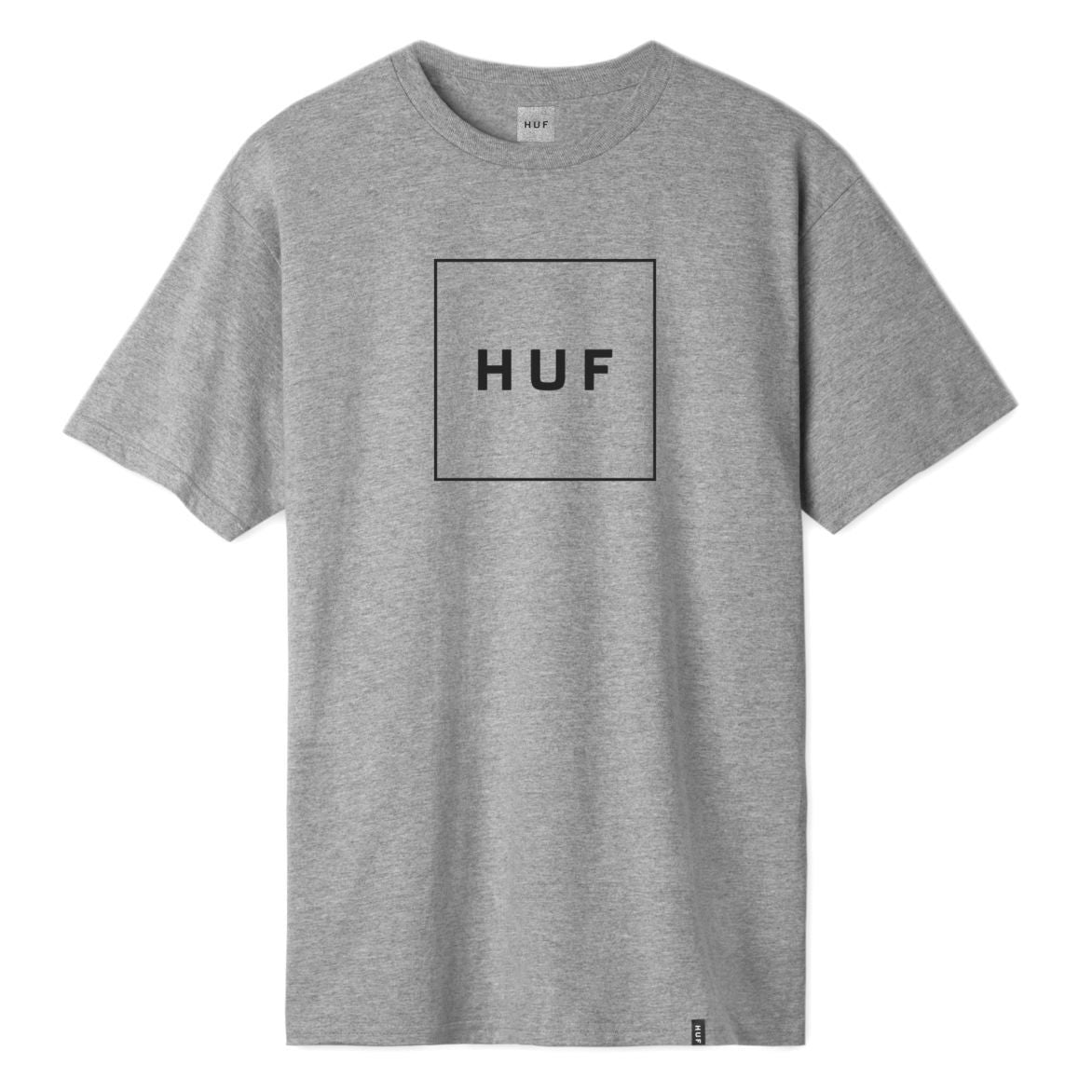 HUF Essentials Box Logo T Shirt Mens Logo Tee Grey Heather