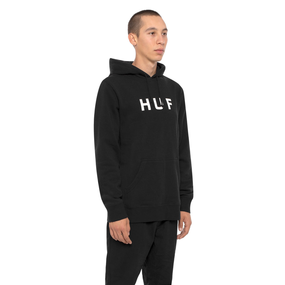 HUF Essentials Og Logo Pullover Hoodie Mens Hoodie Black