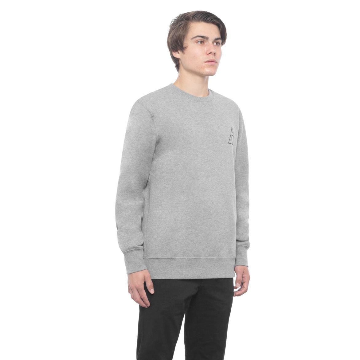 HUF Essentials Triple Triangle Crew Mens Sweater Grey Heather