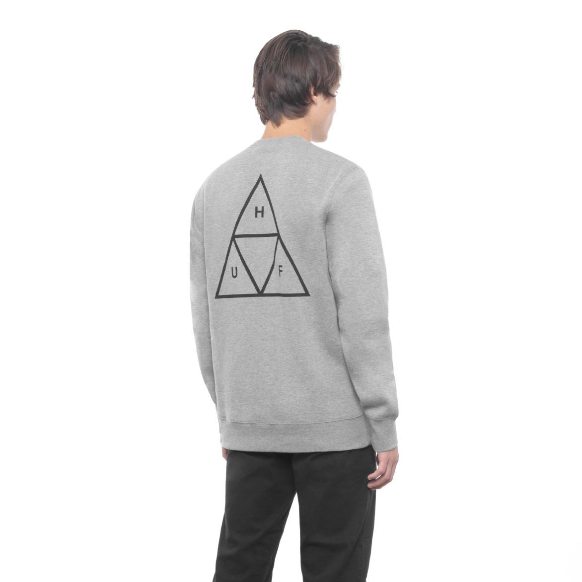 HUF Essentials Triple Triangle Crew Mens Sweater Grey Heather
