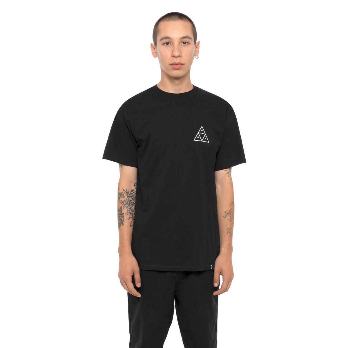 HUF Essentials Triple Triangle T Shirt Mens Tee Black