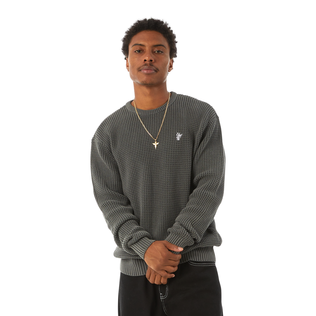 Huf Filmore Waffle Knit Sweater Black