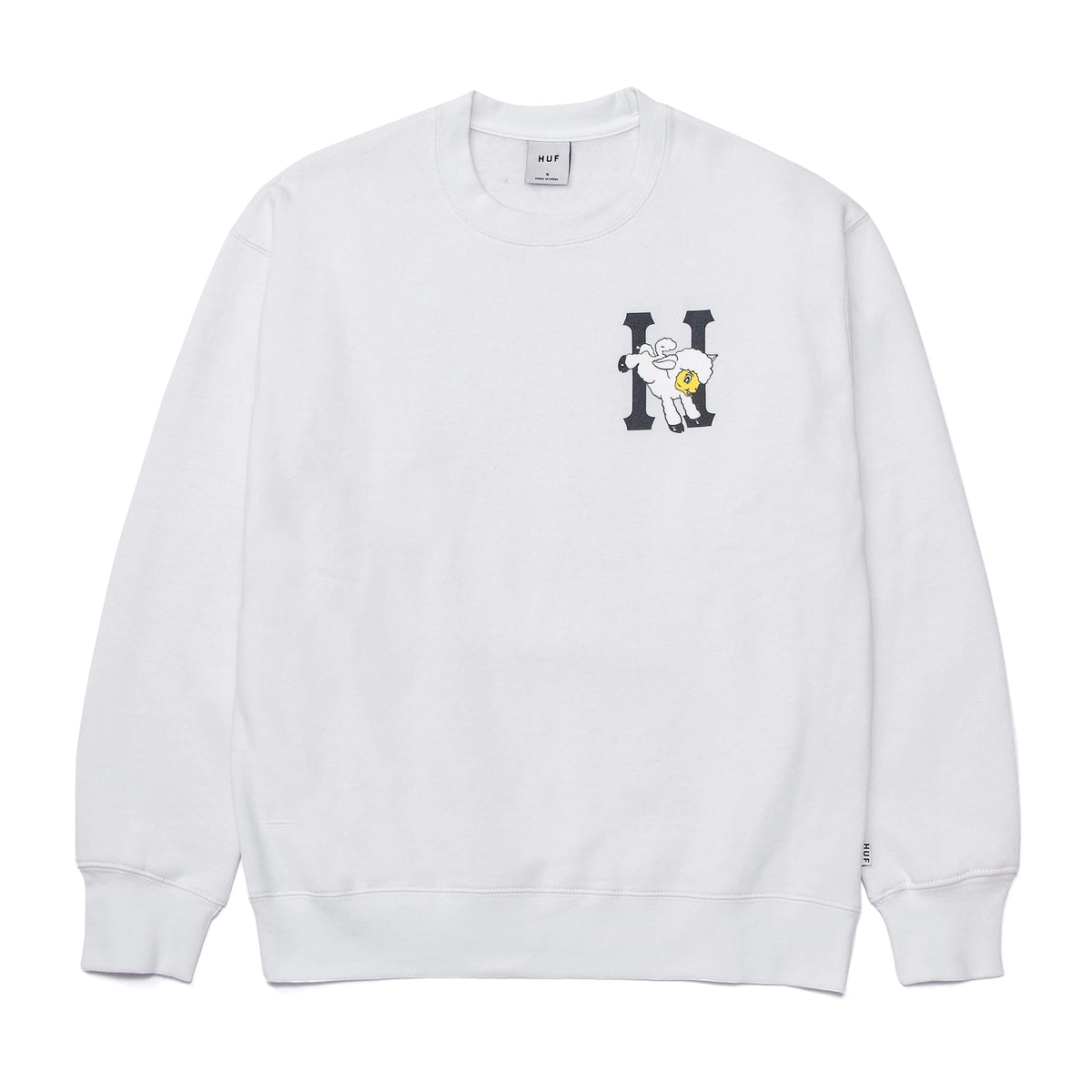 HUF Flocked Classic H Crewneck Sweatshirt White