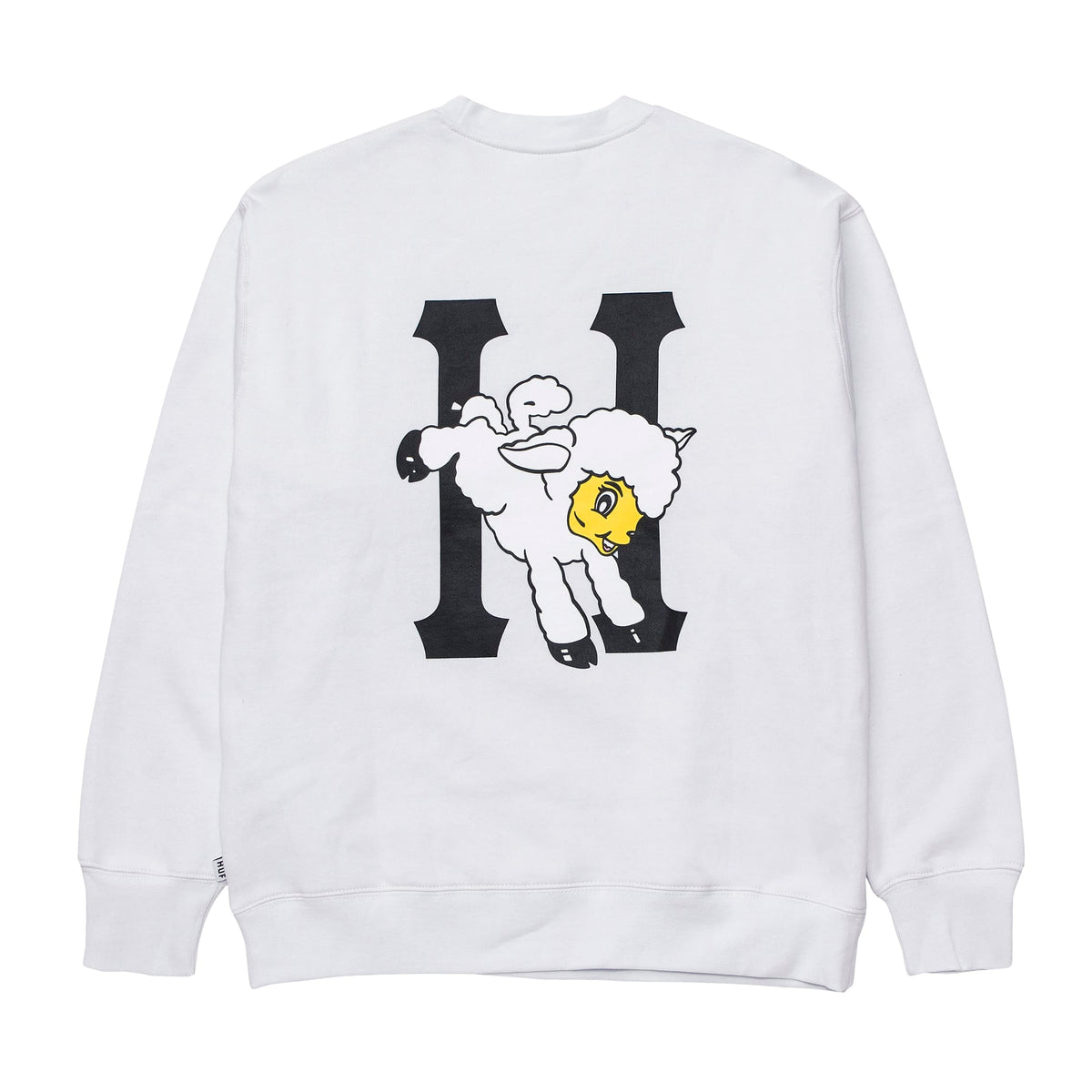 HUF Flocked Classic H Crewneck Sweatshirt White