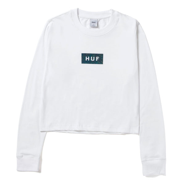 HUF Foil Bar Logo Long Sleeve Crop T-Shirt White