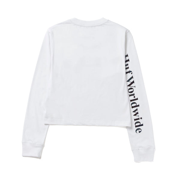 HUF Foil Bar Logo Long Sleeve Crop T-Shirt White