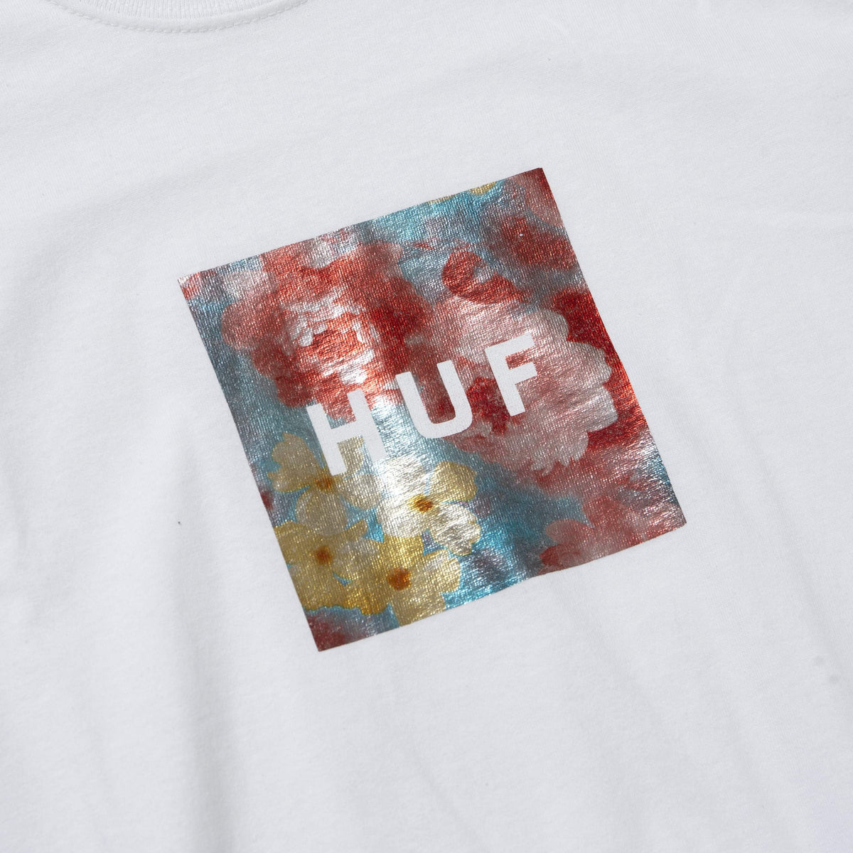 HUF Foil Flower Box Logo T-Shirt White