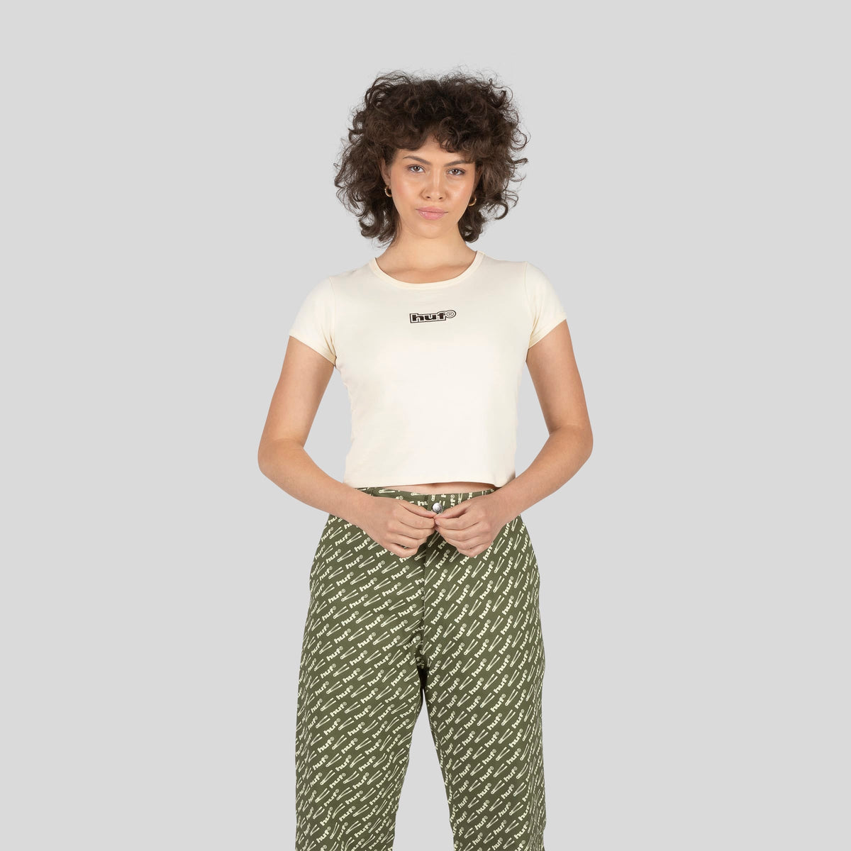 HUF Foil Logo Baby Knit T-Shirt Off White