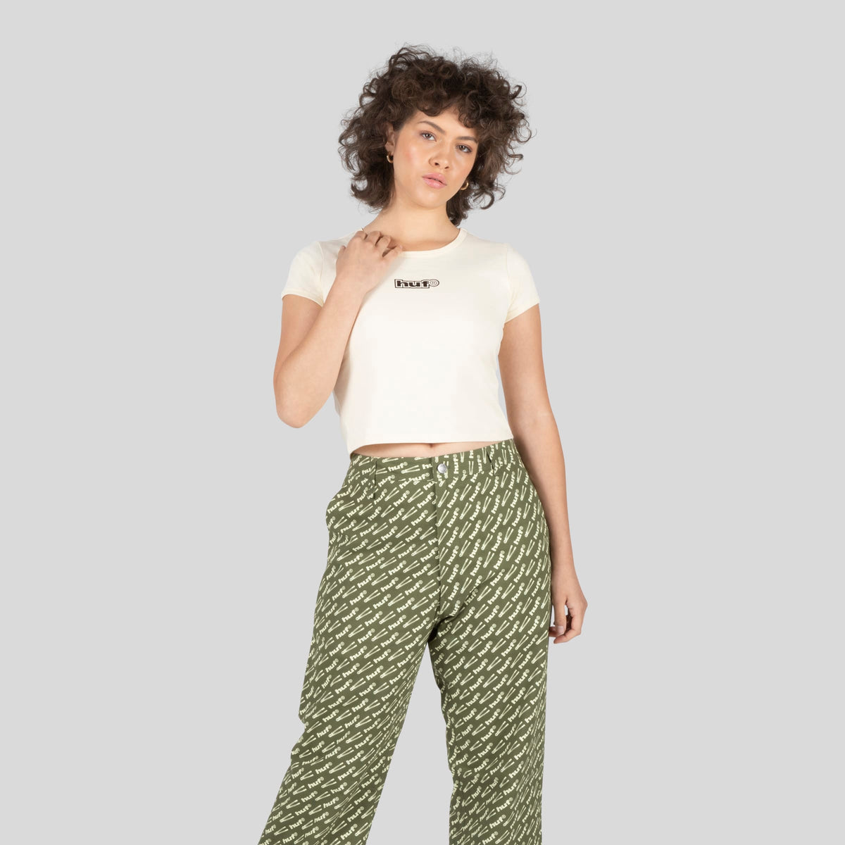 HUF Foil Logo Baby Knit T-Shirt Off White