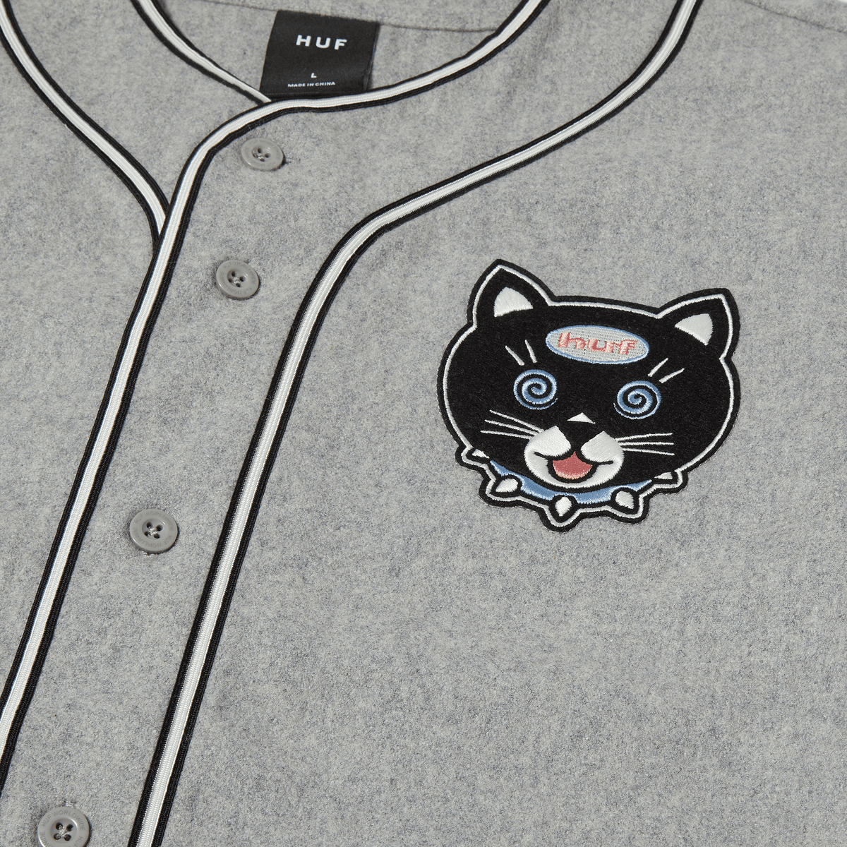 Huf Gato Baseball Jersey Charcoal
