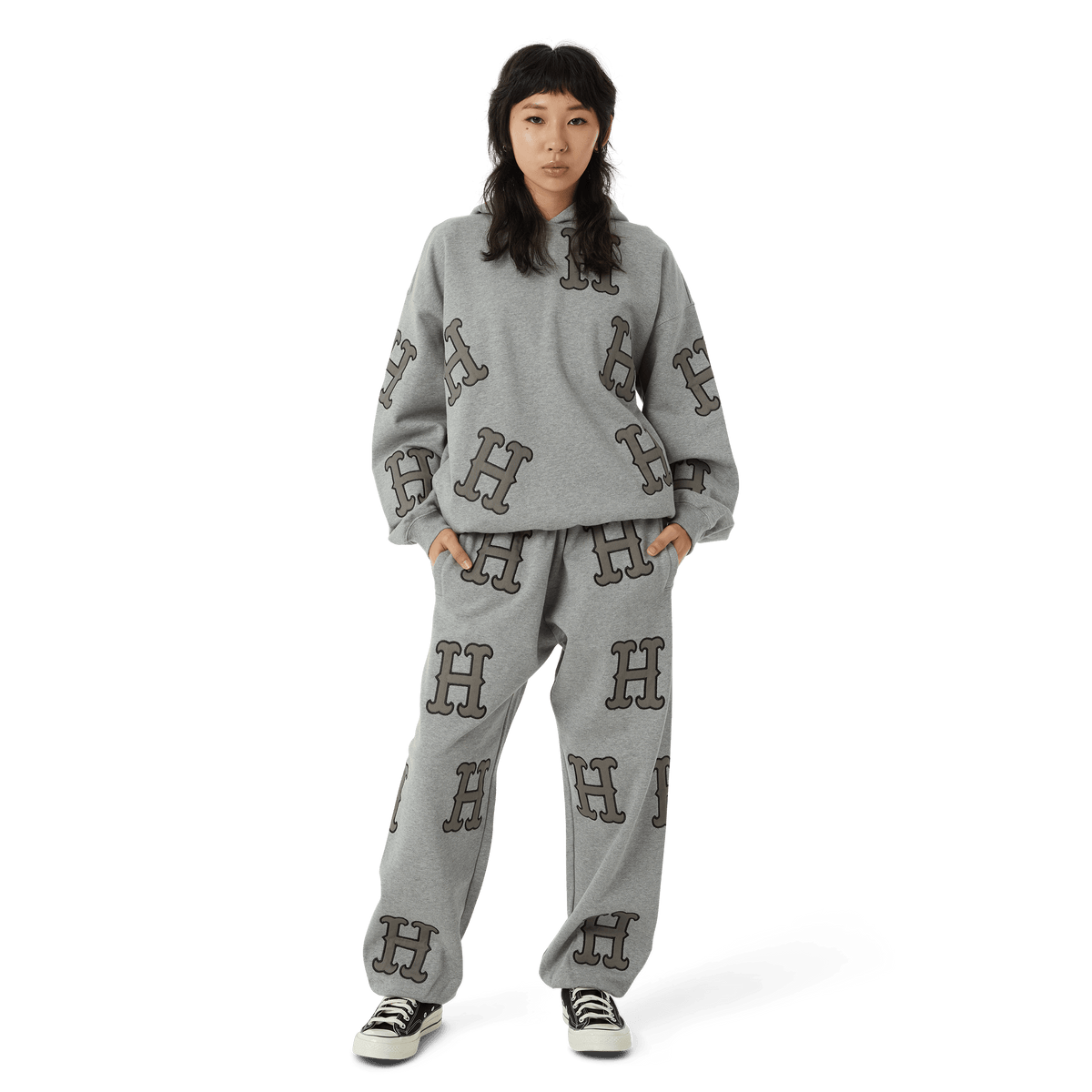 Huf H Applique Hoodie Heather Grey