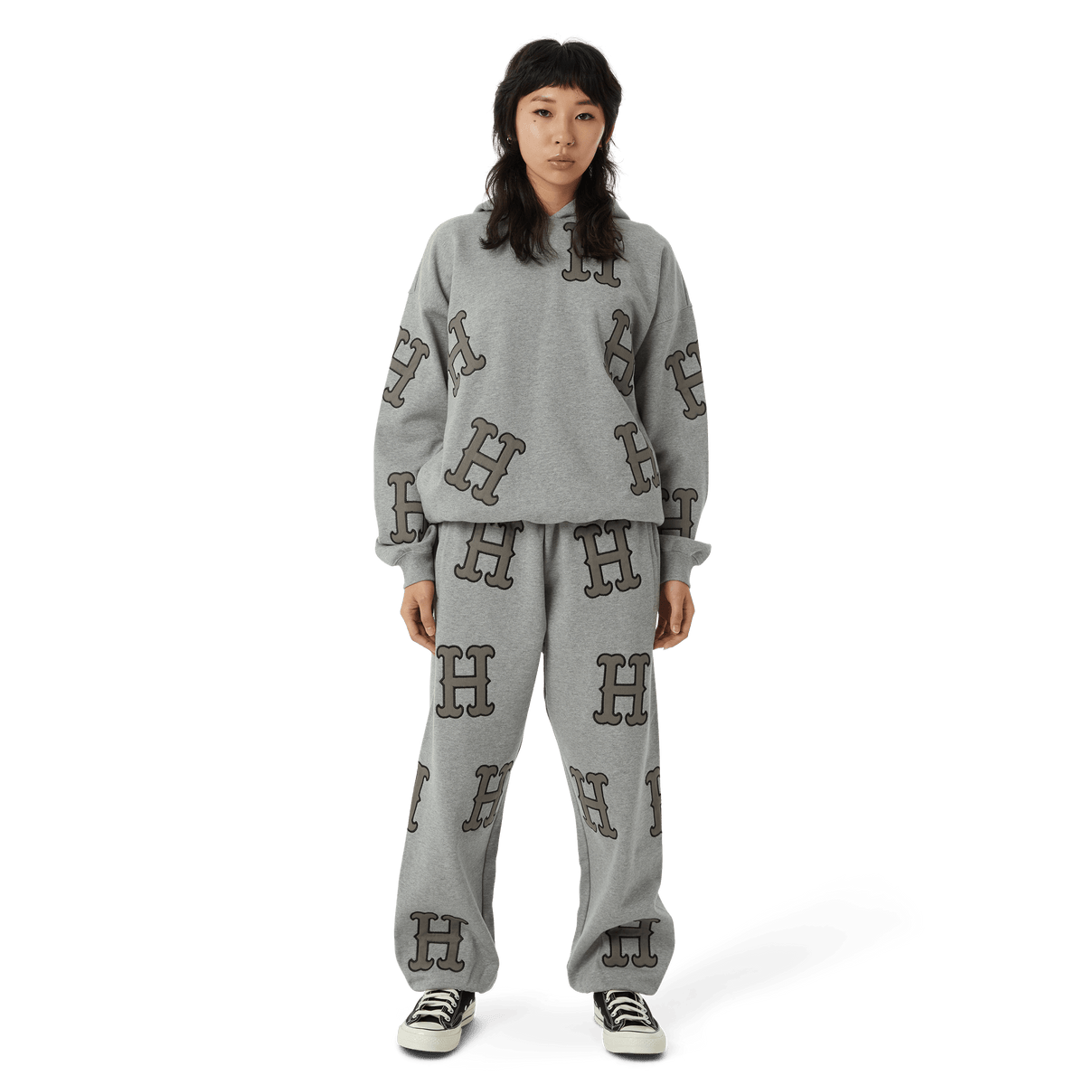 Huf H Applique Hoodie Heather Grey