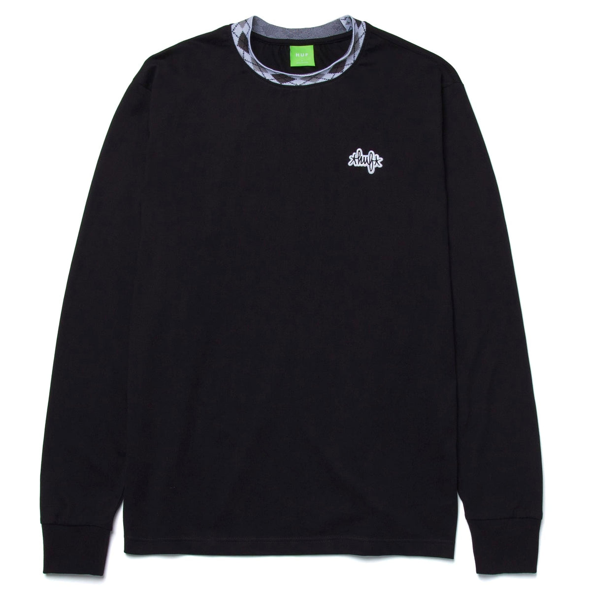 HUF Huf Jacquard Neck Long Sleeve Knit Top Black