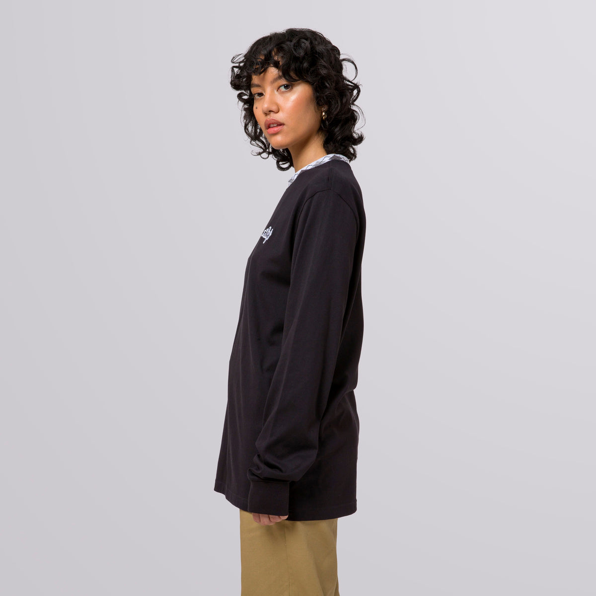 HUF Huf Jacquard Neck Long Sleeve Knit Top Black