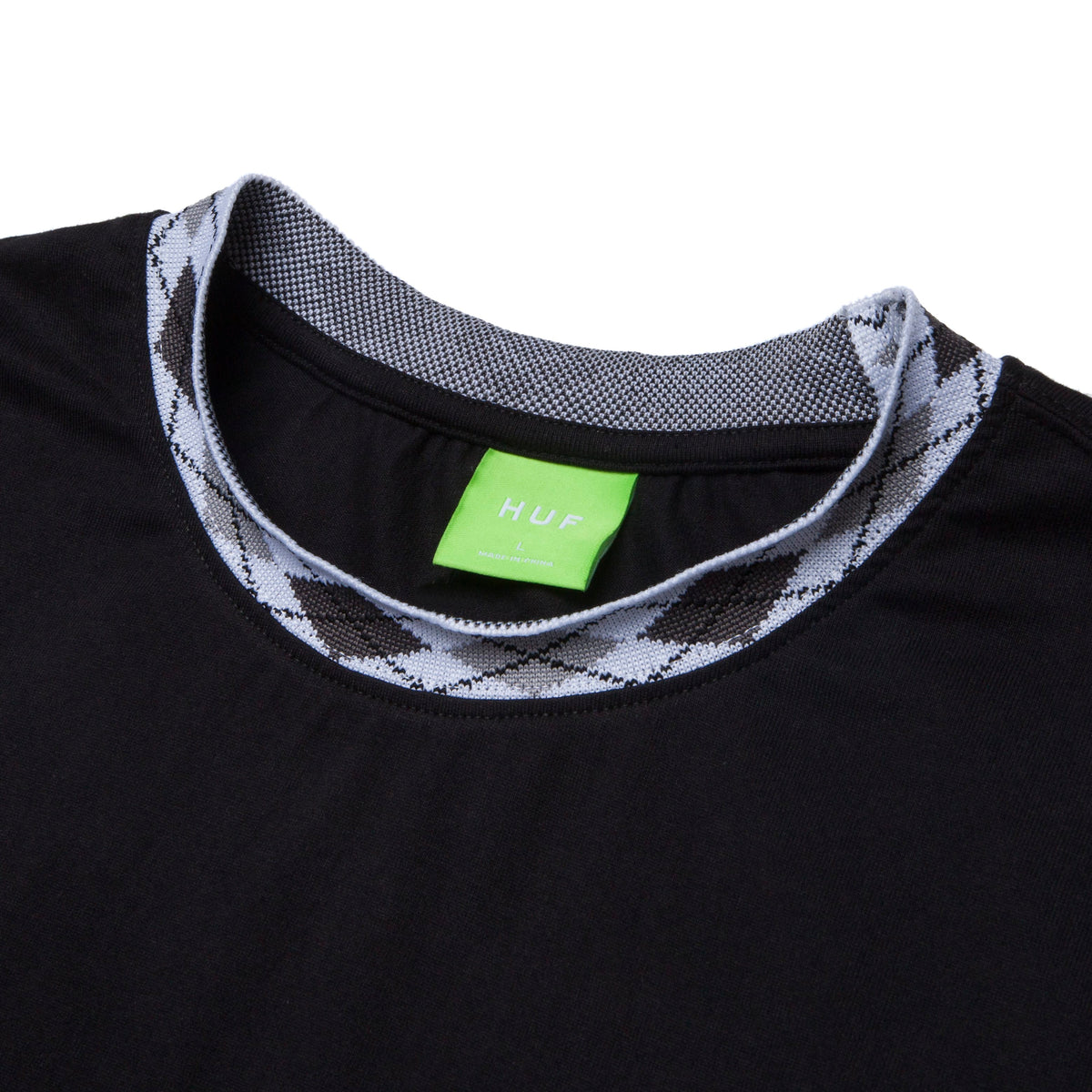 HUF Huf Jacquard Neck Long Sleeve Knit Top Black