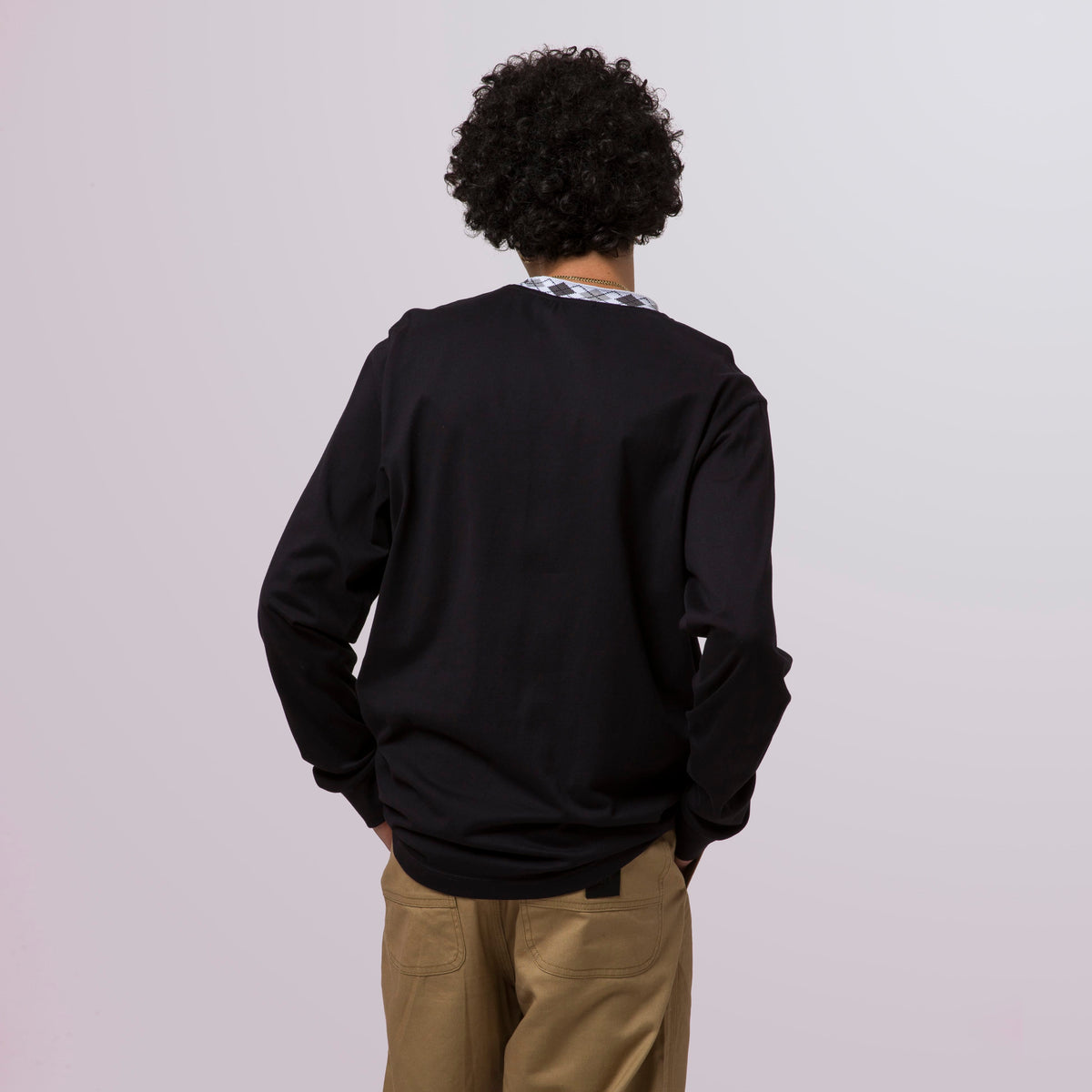 HUF Huf Jacquard Neck Long Sleeve Knit Top Black