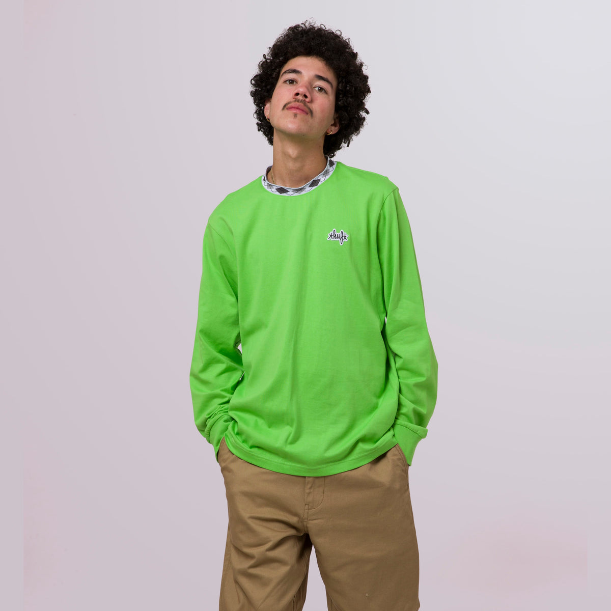 HUF Huf Jacquard Neck Long Sleeve Knit Top Huf Green
