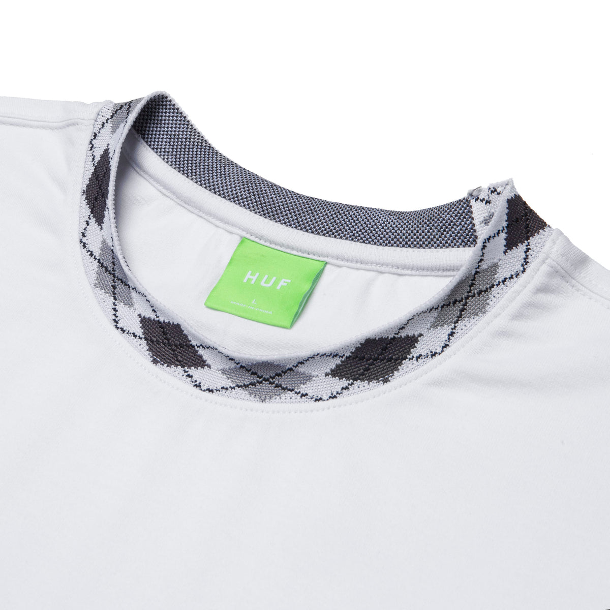 HUF Huf Jacquard Neck Long Sleeve Knit Top White