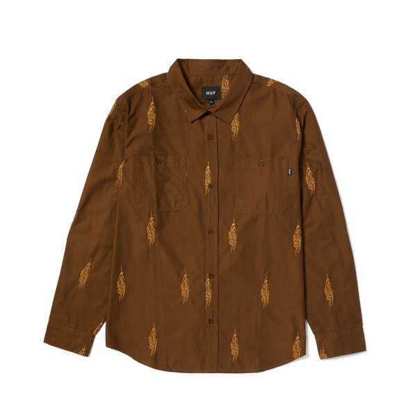 Huf Larkin Embroidered Work Shirt Bison