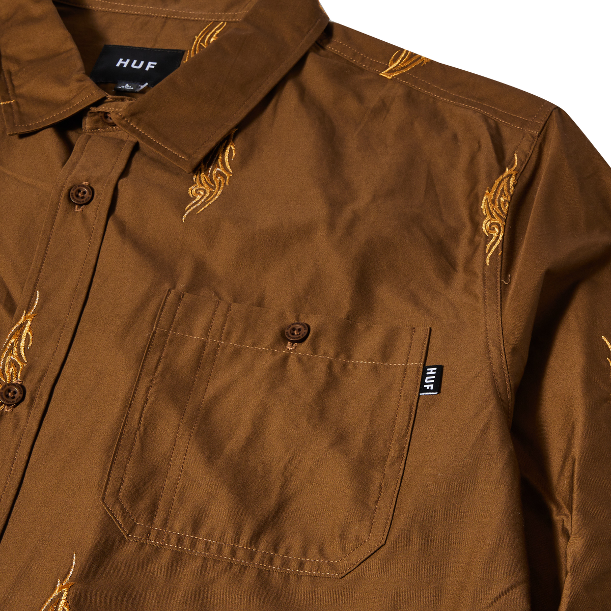 Huf Larkin Embroidered Work Shirt Bison