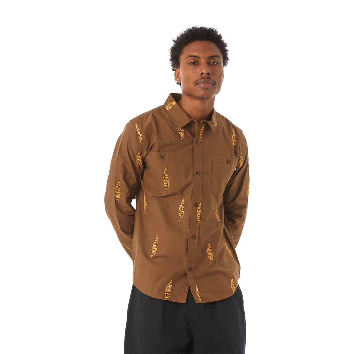 Huf Larkin Embroidered Work Shirt Bison