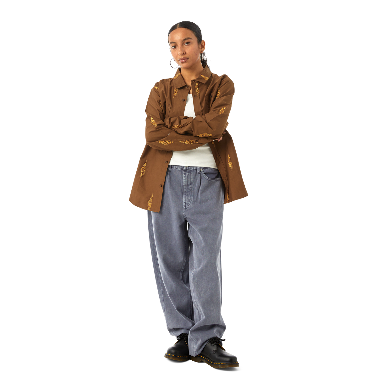 Huf Larkin Embroidered Work Shirt Bison