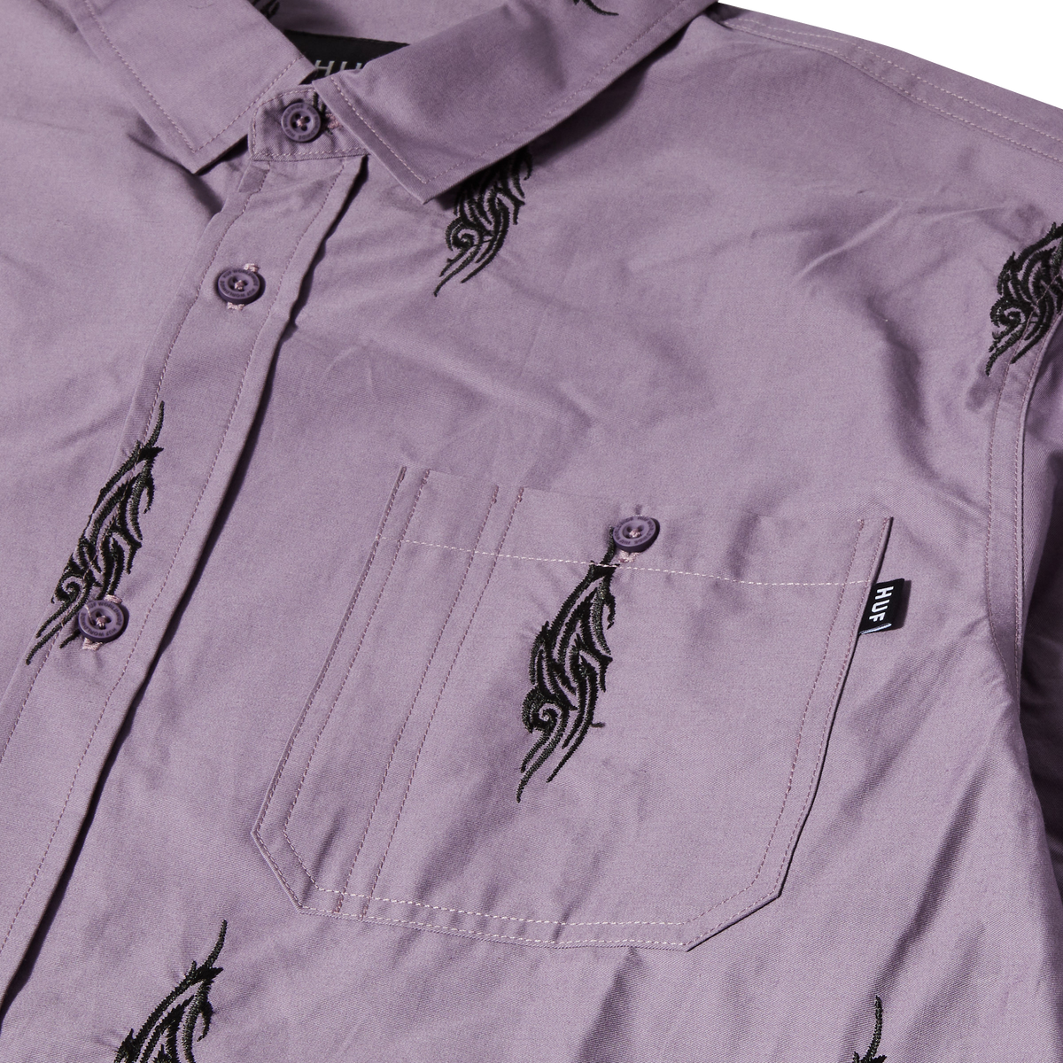 Huf Larkin Embroidered Work Shirt Dust Purple