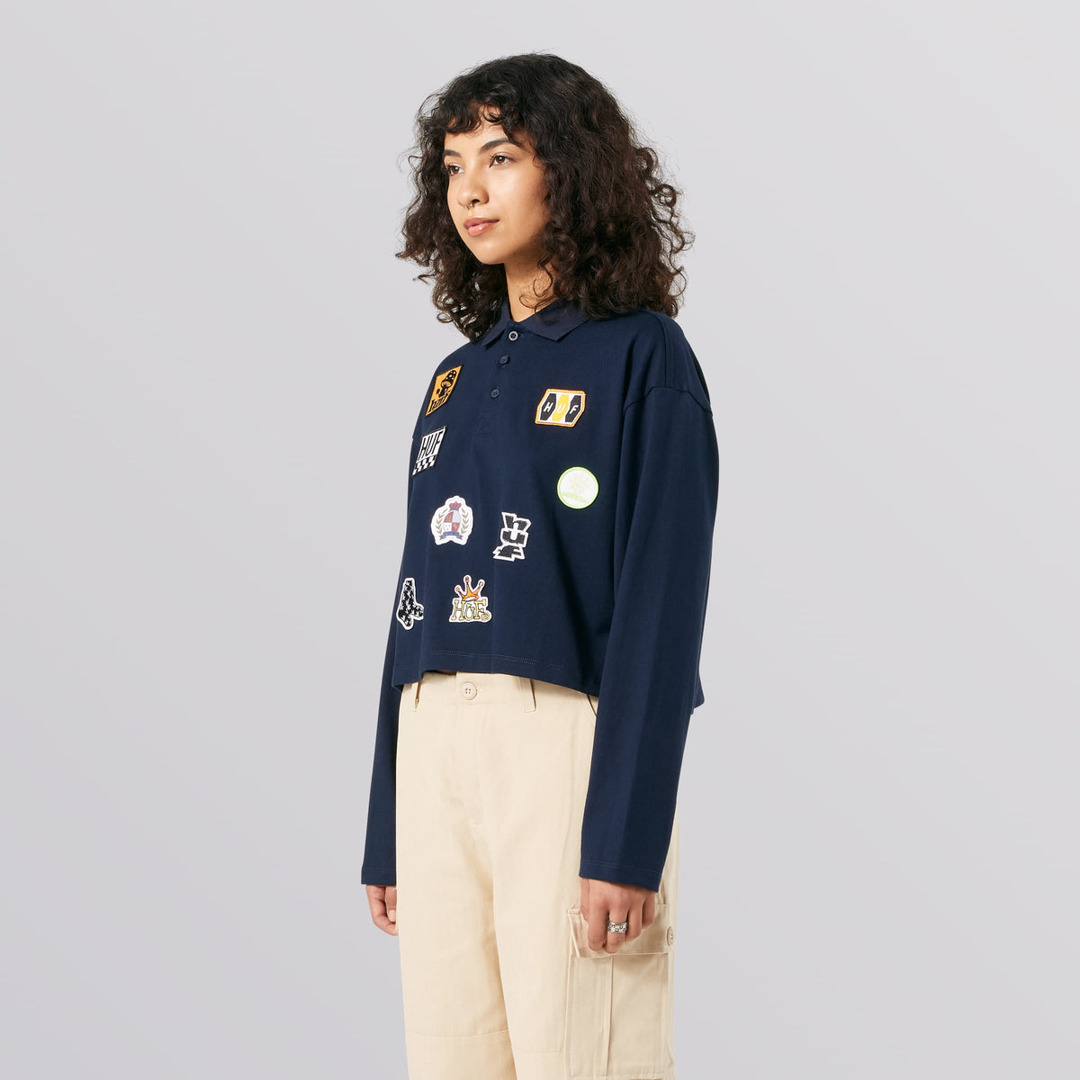 Huf Patches Long Sleeve T-Shirt Crop Polo