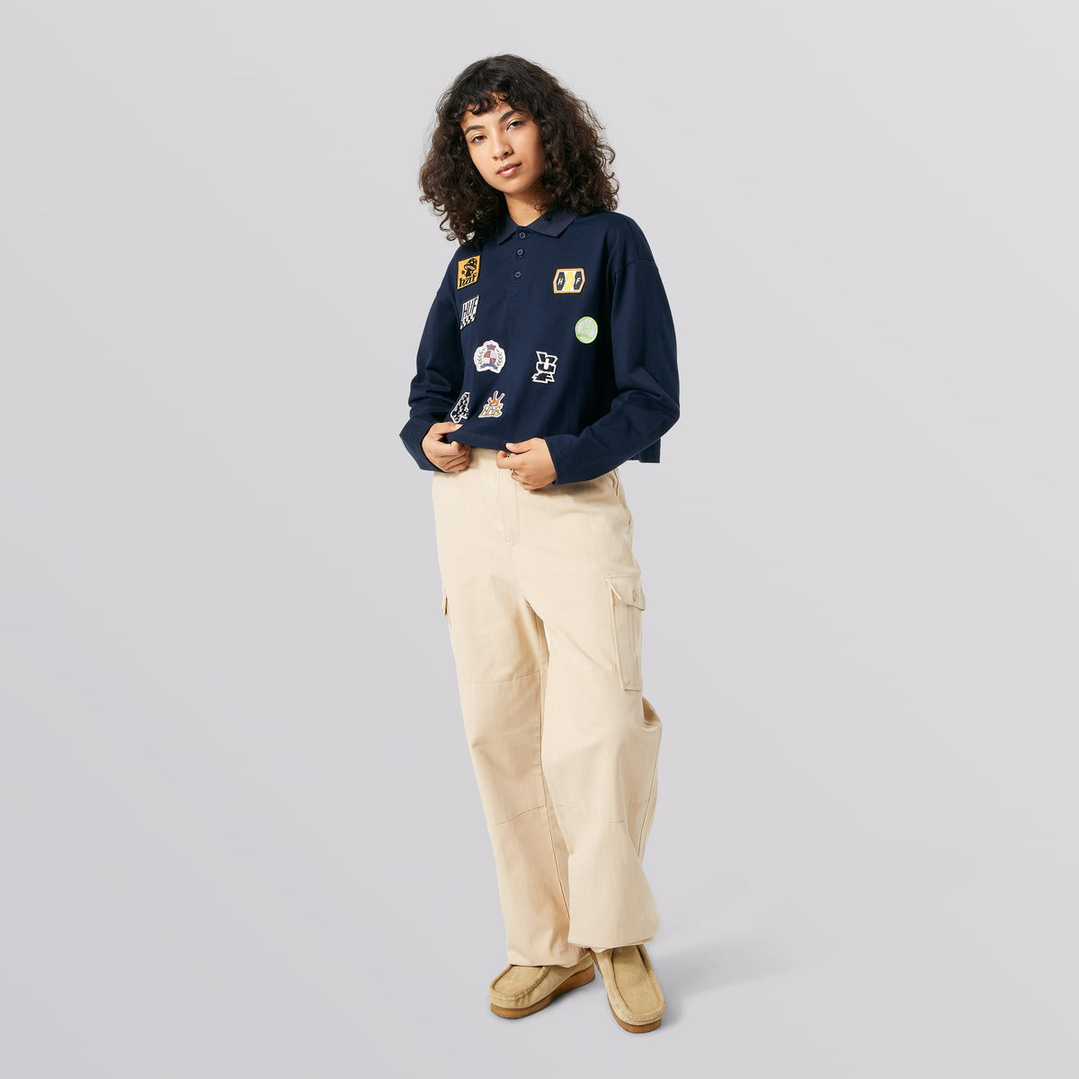 Huf Patches Long Sleeve T-Shirt Crop Polo