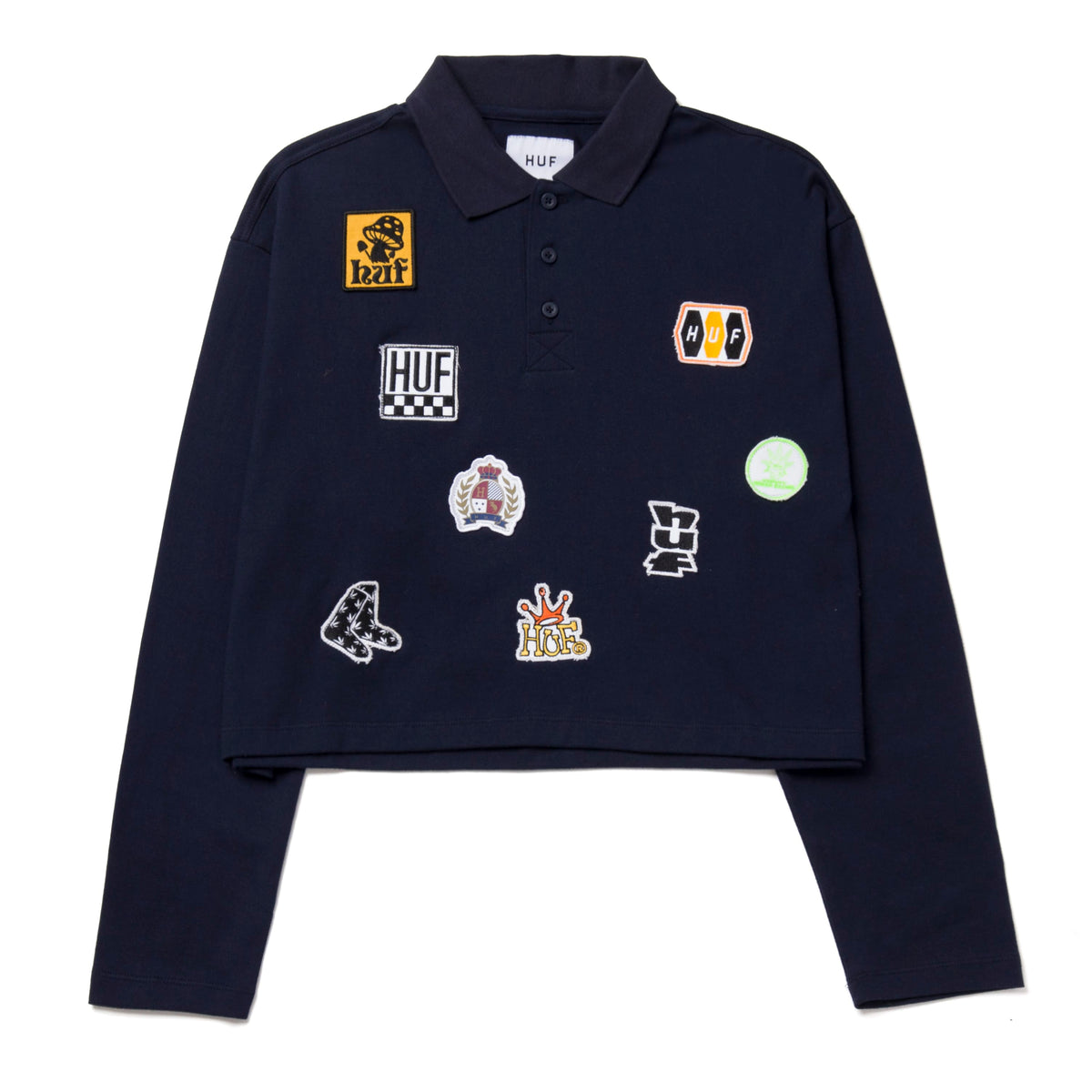Huf Patches Long Sleeve T-Shirt Crop Polo