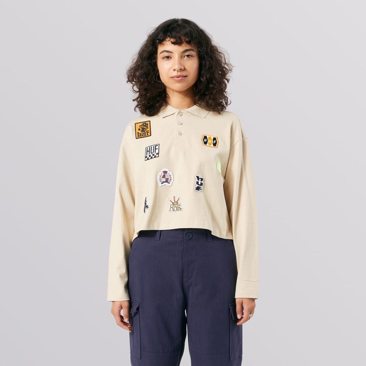 Huf Patches Long Sleeve T-Shirt Crop Polo