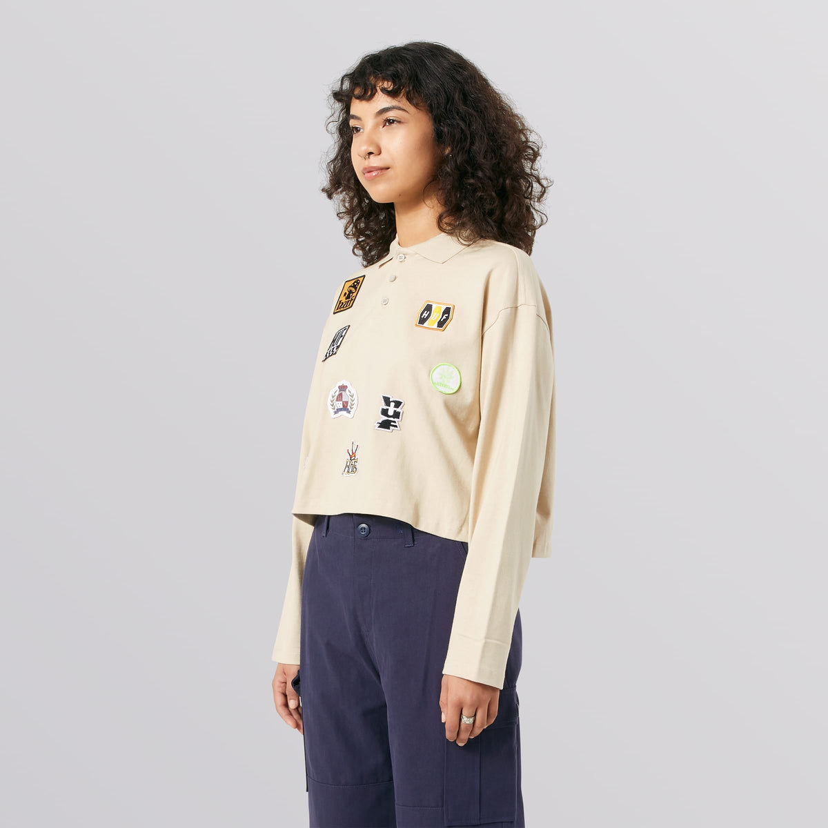 Huf Patches Long Sleeve T-Shirt Crop Polo