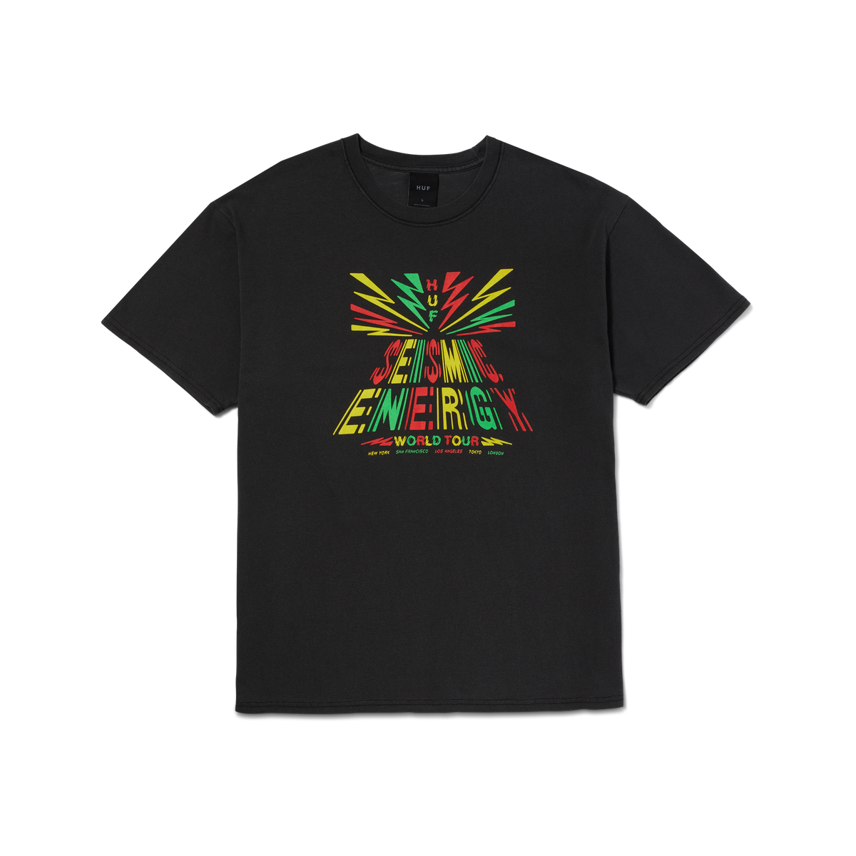 Huf Seismic Bass Wash T-Shirt Washed Black