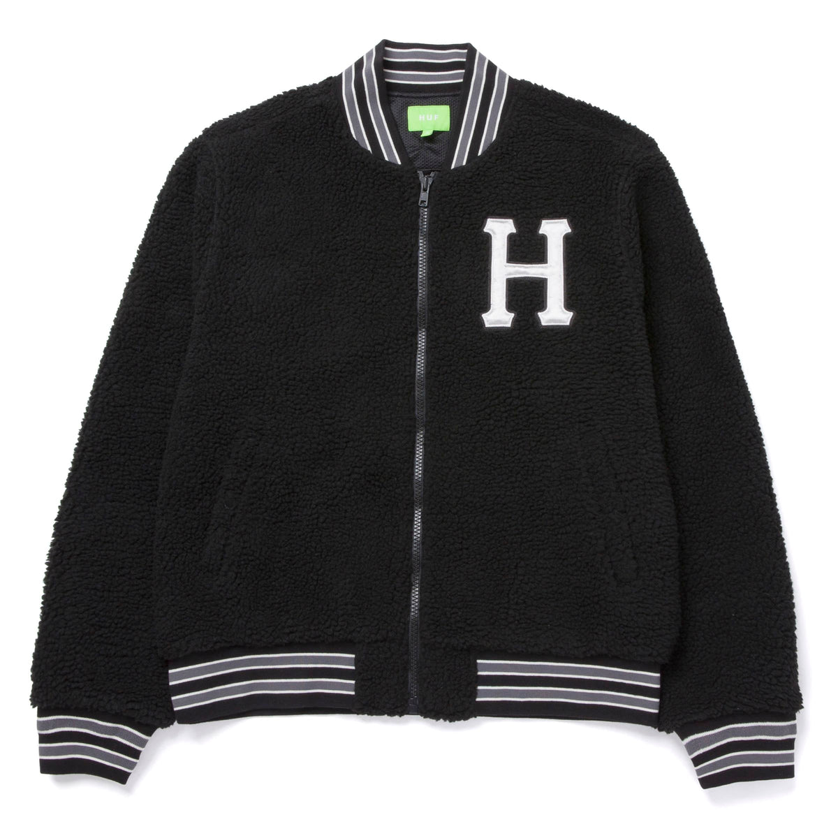 Black and white sherpa jacket outlet