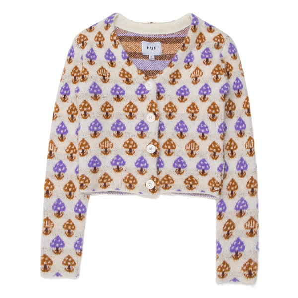 HUF Shroom Cropped Cardigan Sweater Off White