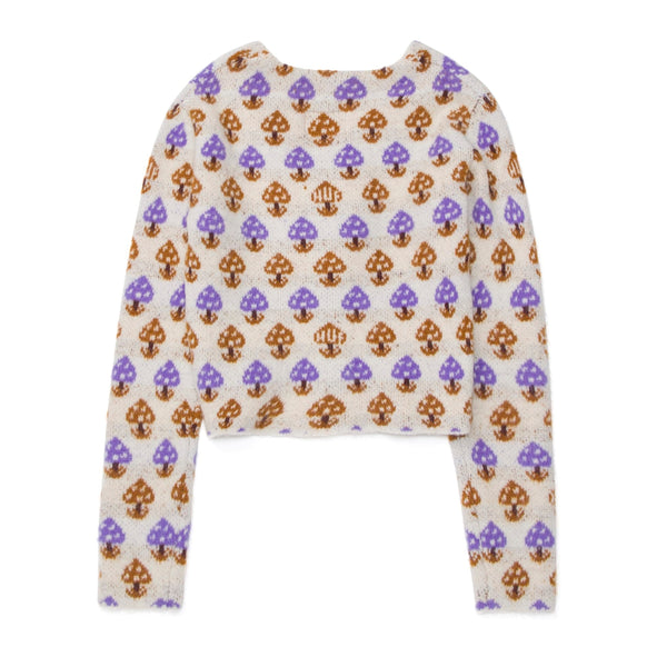 HUF Shroom Cropped Cardigan Sweater Off White