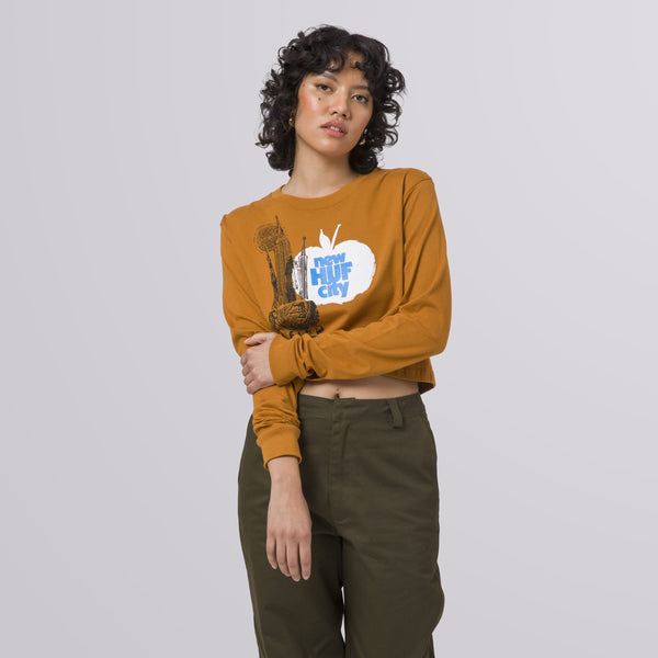HUF The City Long Sleeve Crop T-Shirt Burnt Orange