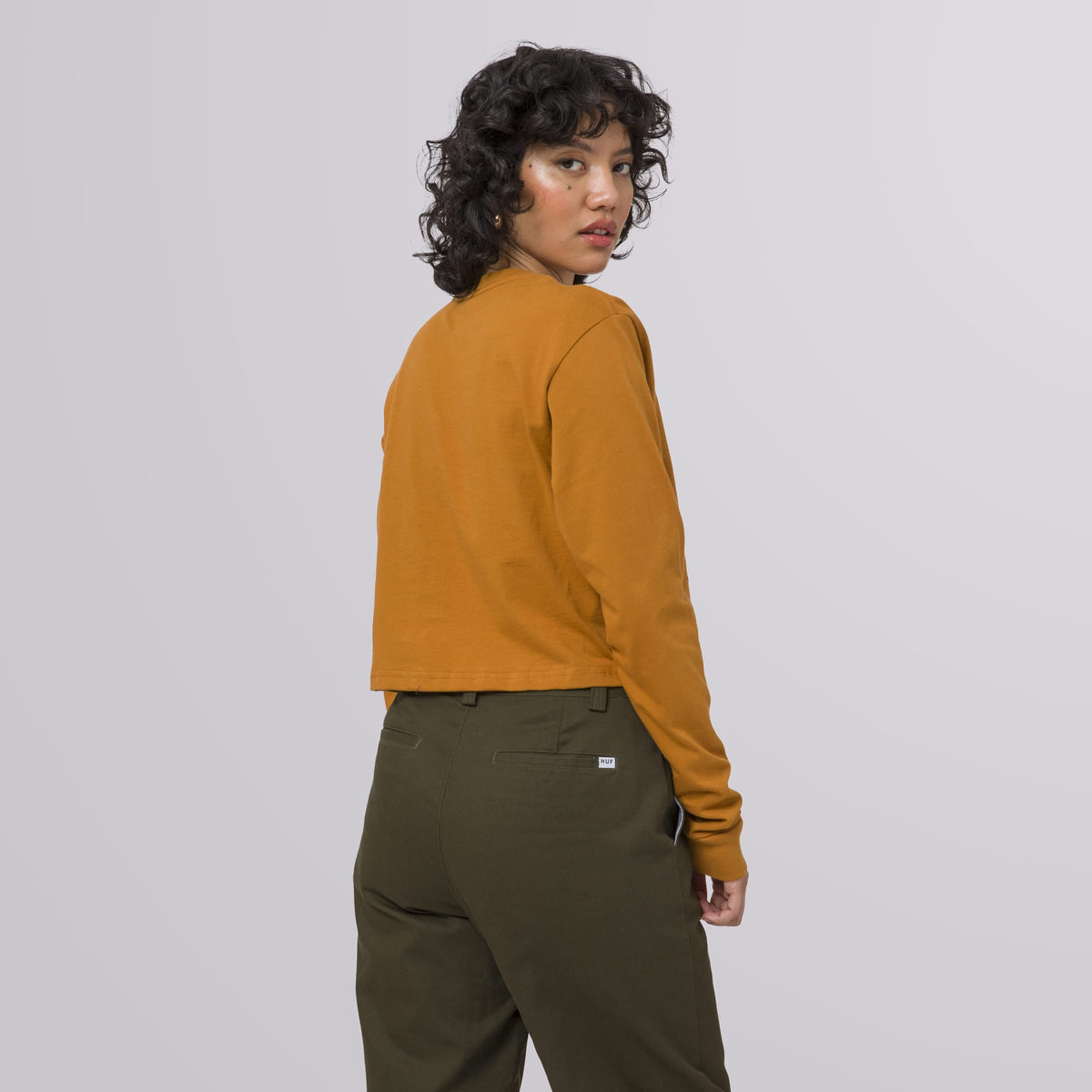 HUF The City Long Sleeve Crop T-Shirt Burnt Orange