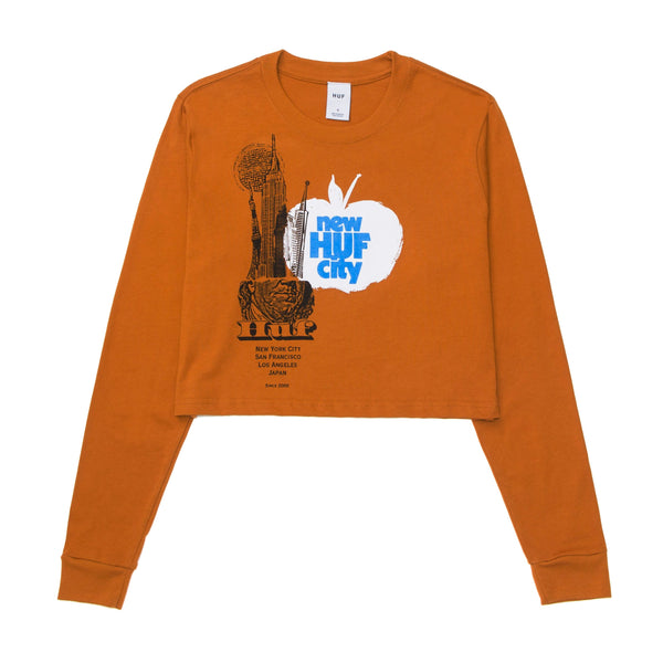HUF The City Long Sleeve Crop T-Shirt Burnt Orange