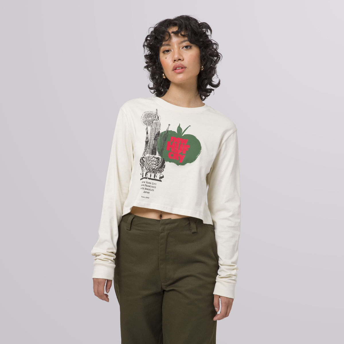 HUF The City Long Sleeve Crop T-Shirt Off White