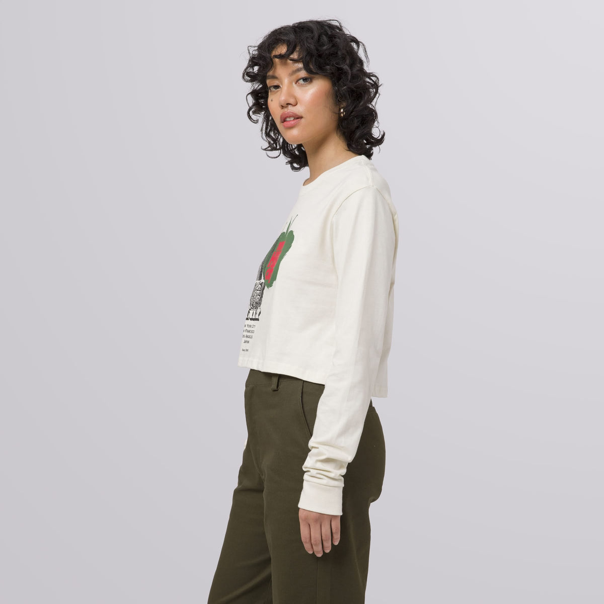 HUF The City Long Sleeve Crop T-Shirt Off White